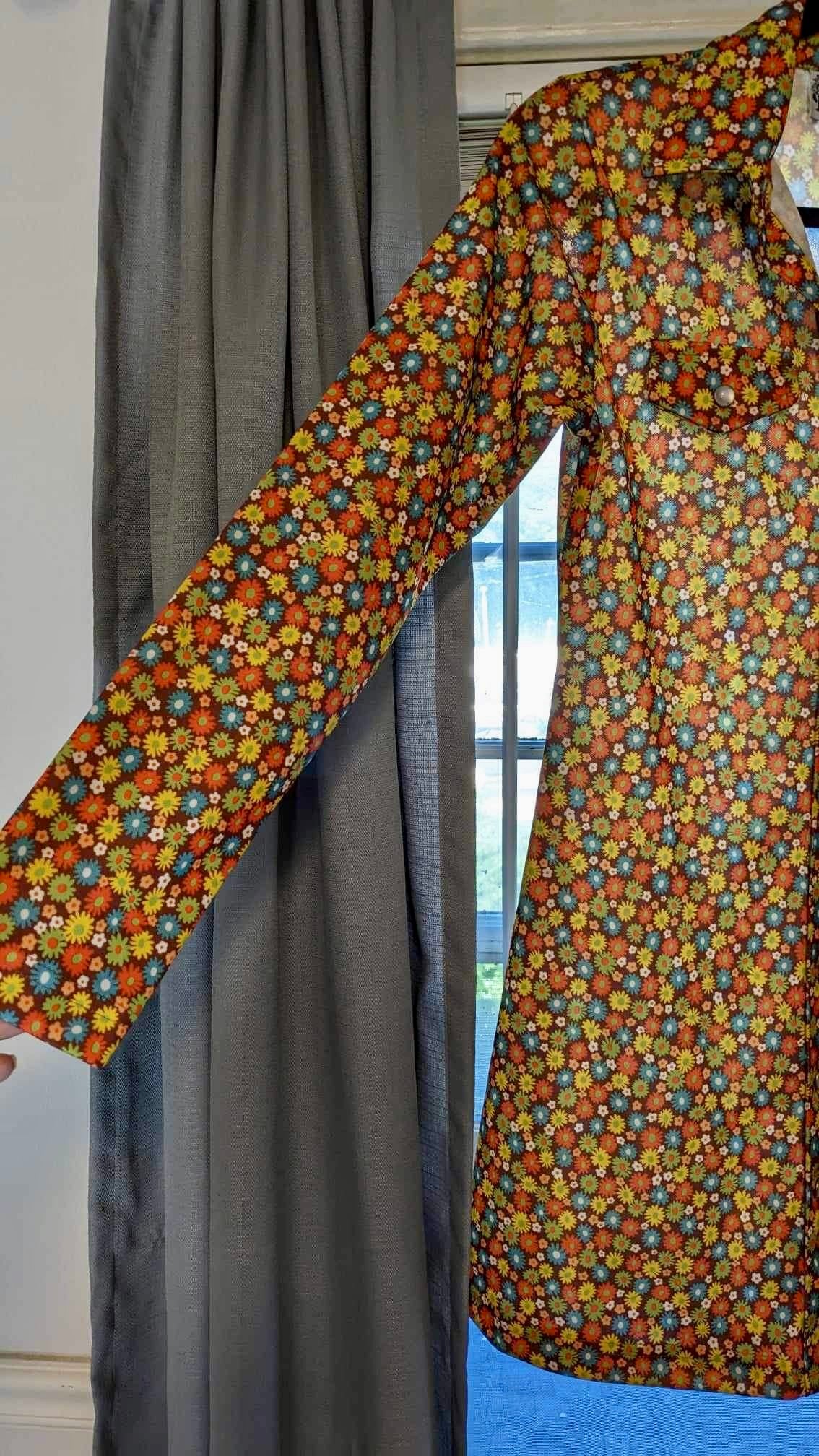Vintage Floral Snap Button Mod Dress