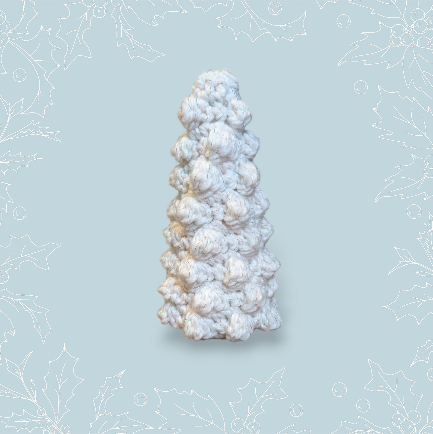 Crochet Medium White Rainbow Tinsel Tree