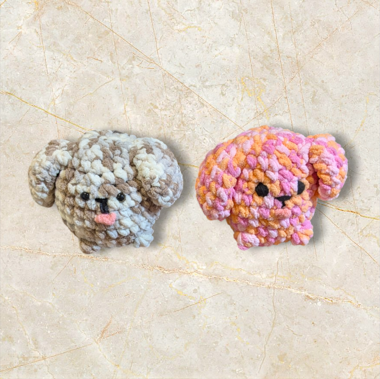 Crochet Peach Tie Dye Puppy Plushie