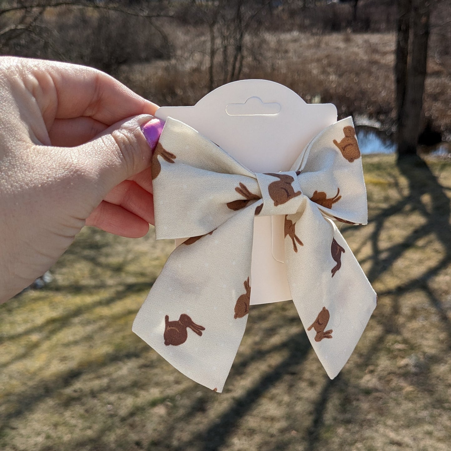 Chocolate Bunny Hair Bow | Hair Accessories