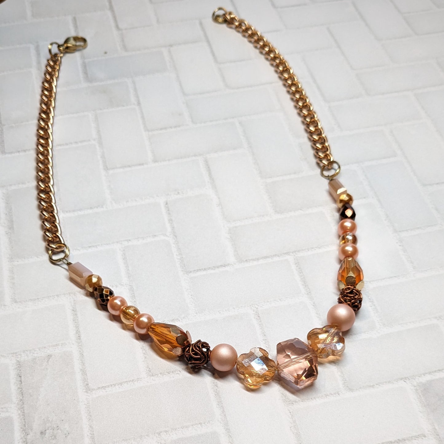 Pink Bronze Statement Necklace
