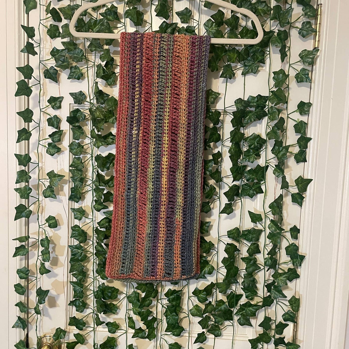 Dark Rainbow Crochet Shawl Wrap Scarf