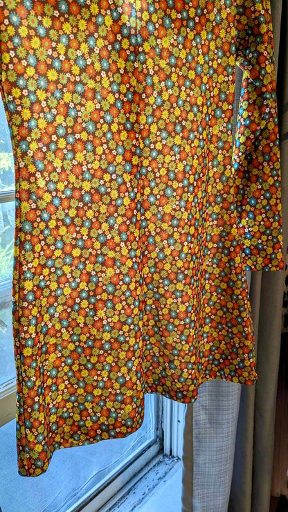 Vintage Floral Snap Button Mod Dress