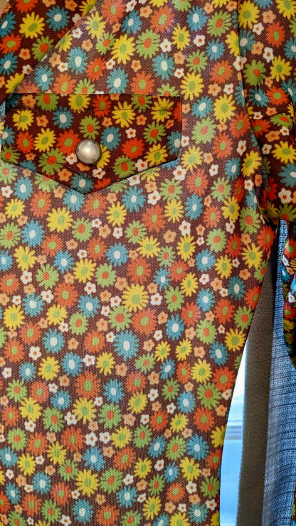 Vintage Floral Snap Button Mod Dress