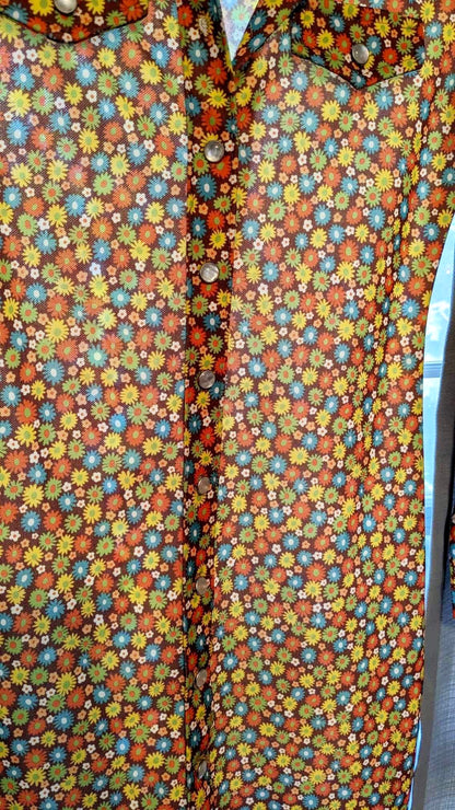 Vintage Floral Snap Button Mod Dress