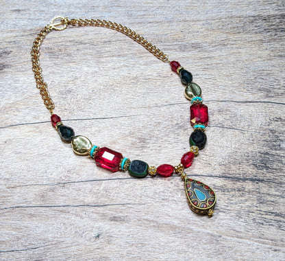 Boho Holiday Beaded Necklace