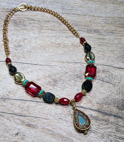 Boho Holiday Beaded Necklace