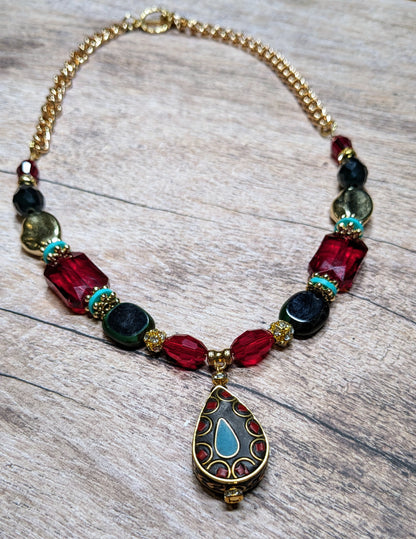 Boho Holiday Beaded Necklace