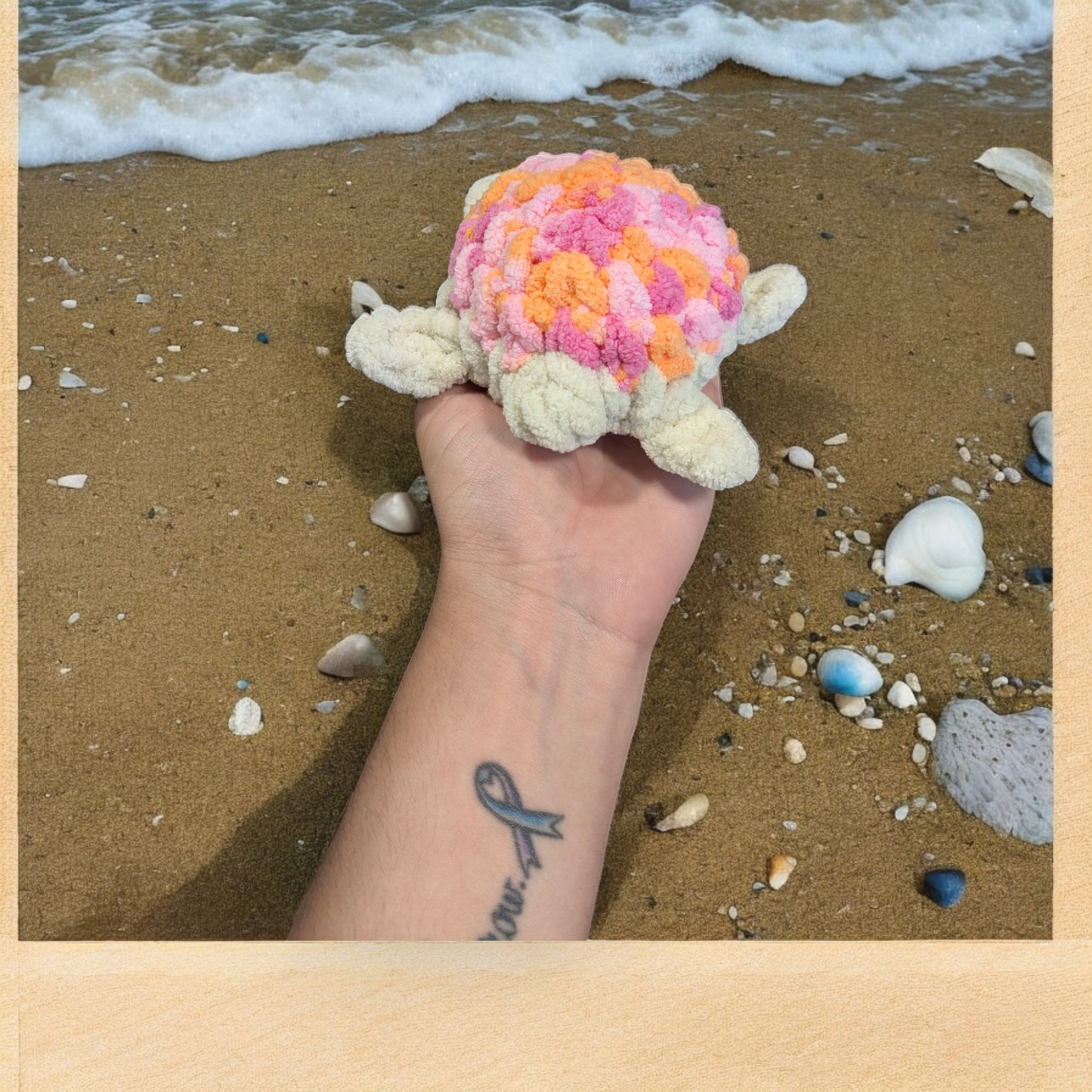 Crochet Mini Peachy Turtle Plushie