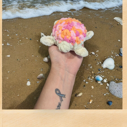 Crochet Mini Peachy Turtle Plushie