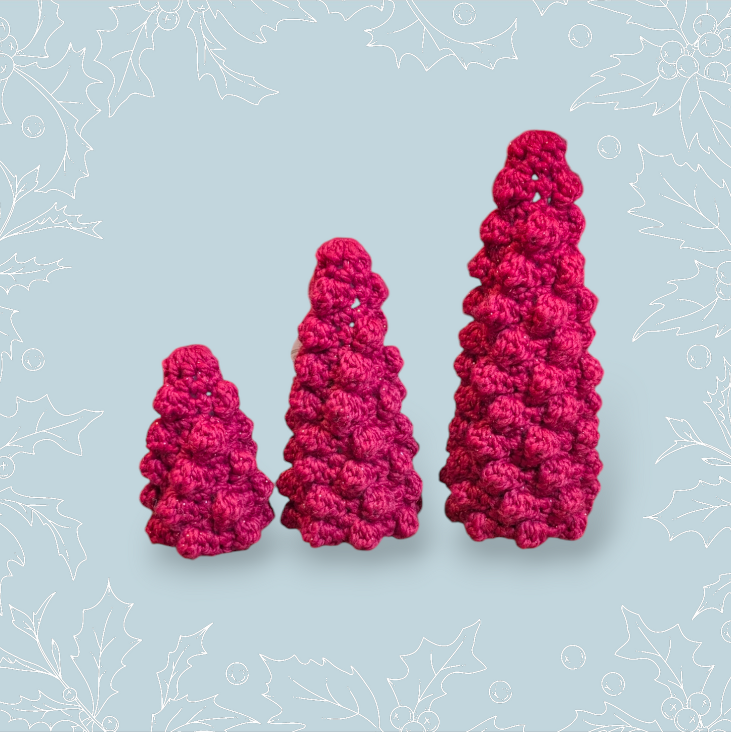 Crochet Red Small Sparkle Trees
