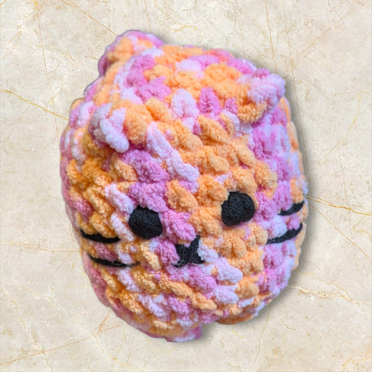 Crochet Peach Tie Dye Chonky Cat Plushie