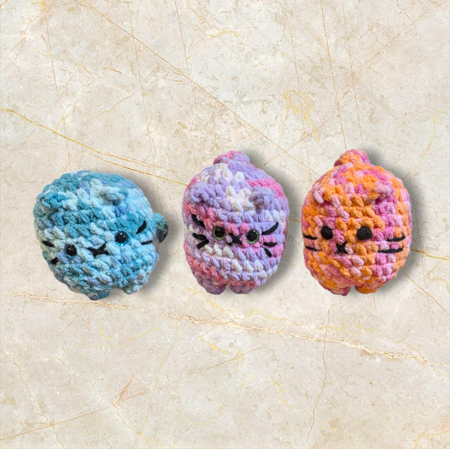 Crochet Peach Tie Dye Chonky Cat Plushie
