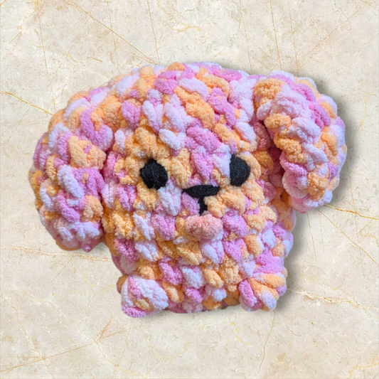 Crochet Peach Tie Dye Puppy Plushie