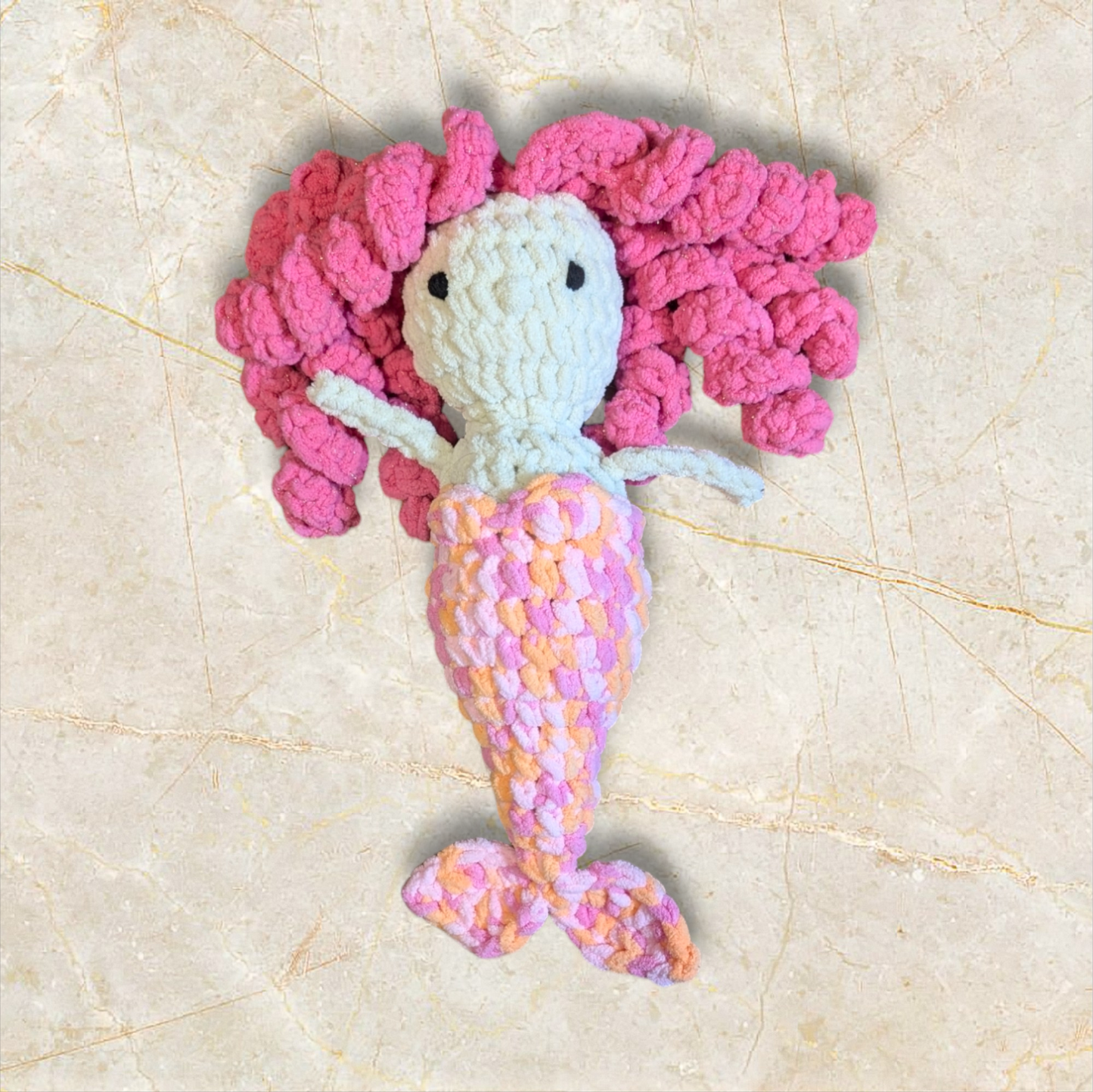 Crochet Peachy White Mermaid