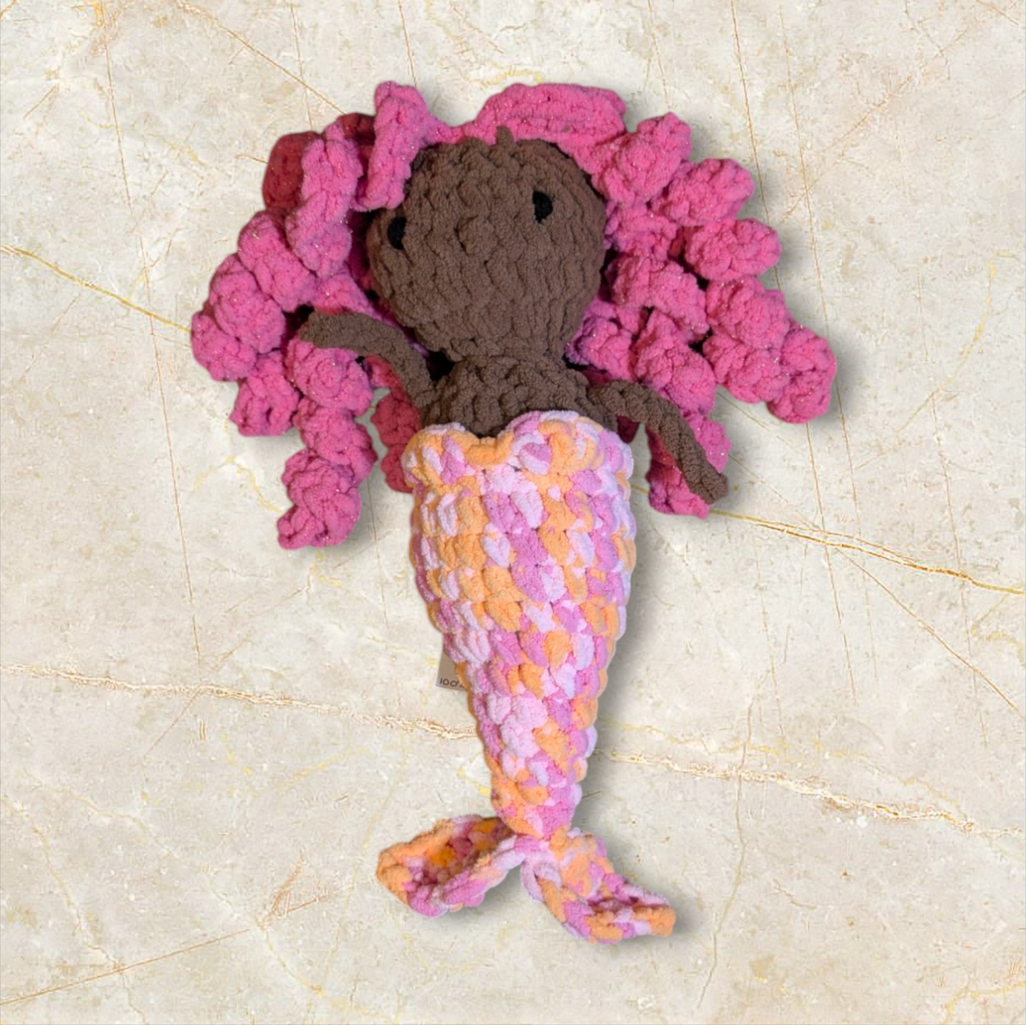 Crochet Peachy Black Mermaid