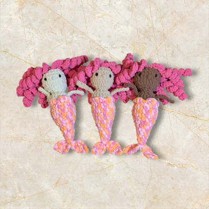 Crochet Peachy Black Mermaid