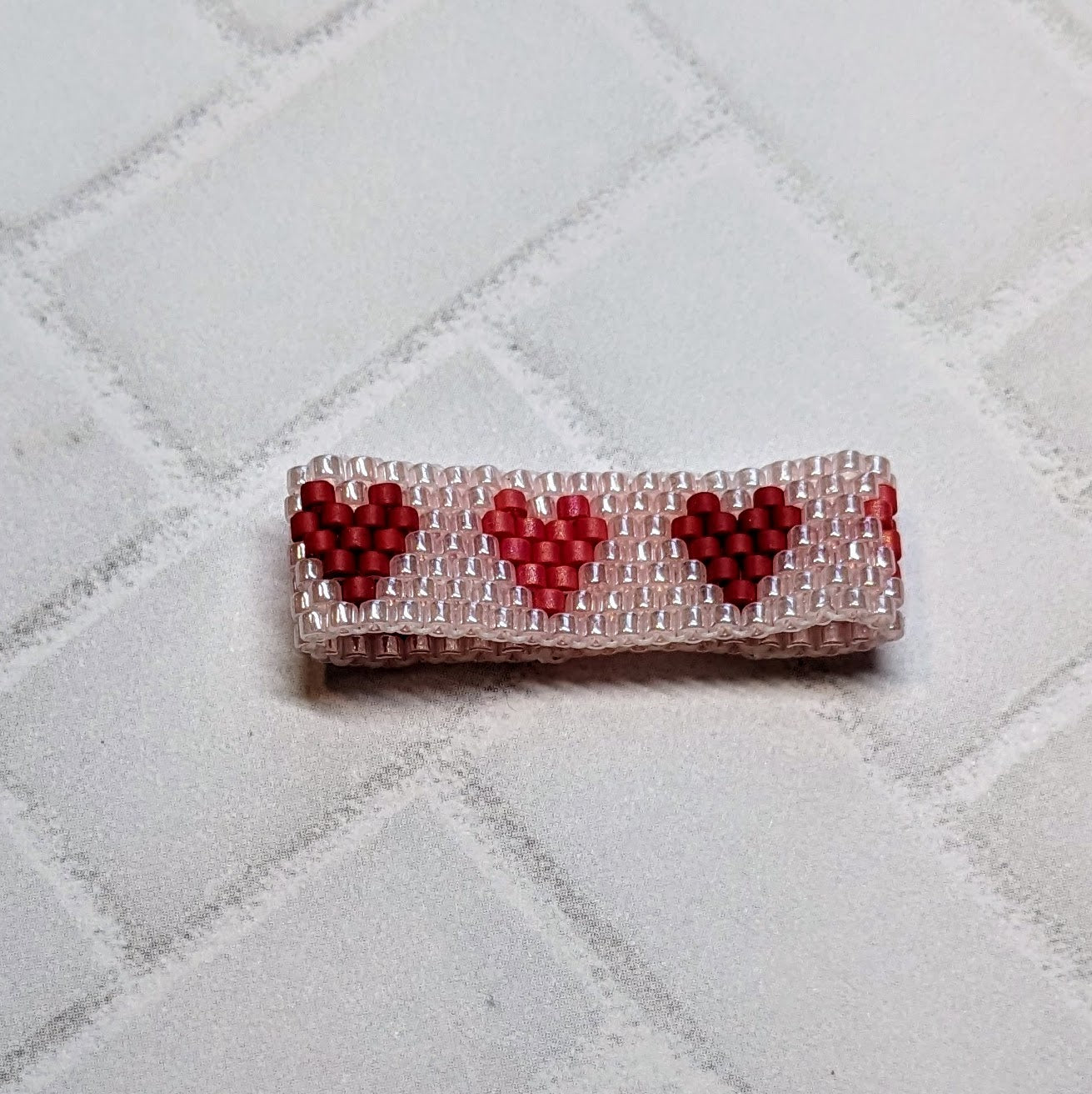 Pink and Red Heart Woven Ring