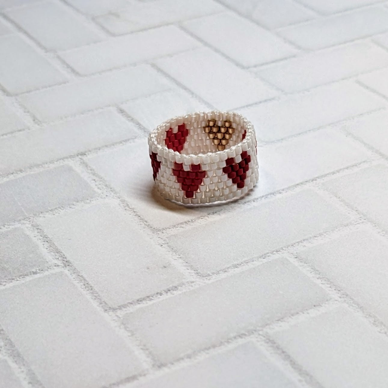 Red and Gold Heart Woven Ring