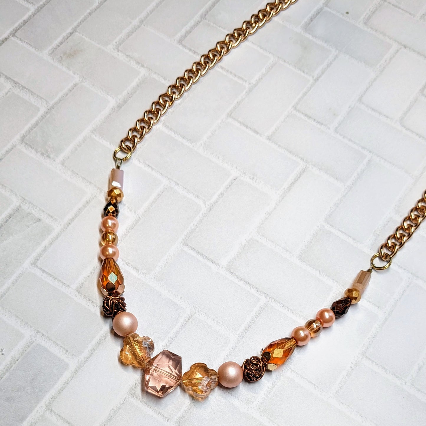 Pink Bronze Statement Necklace