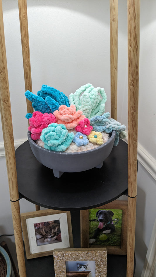 8 in Crochet Succulent Variety Planter | Home Decor | Office Decor