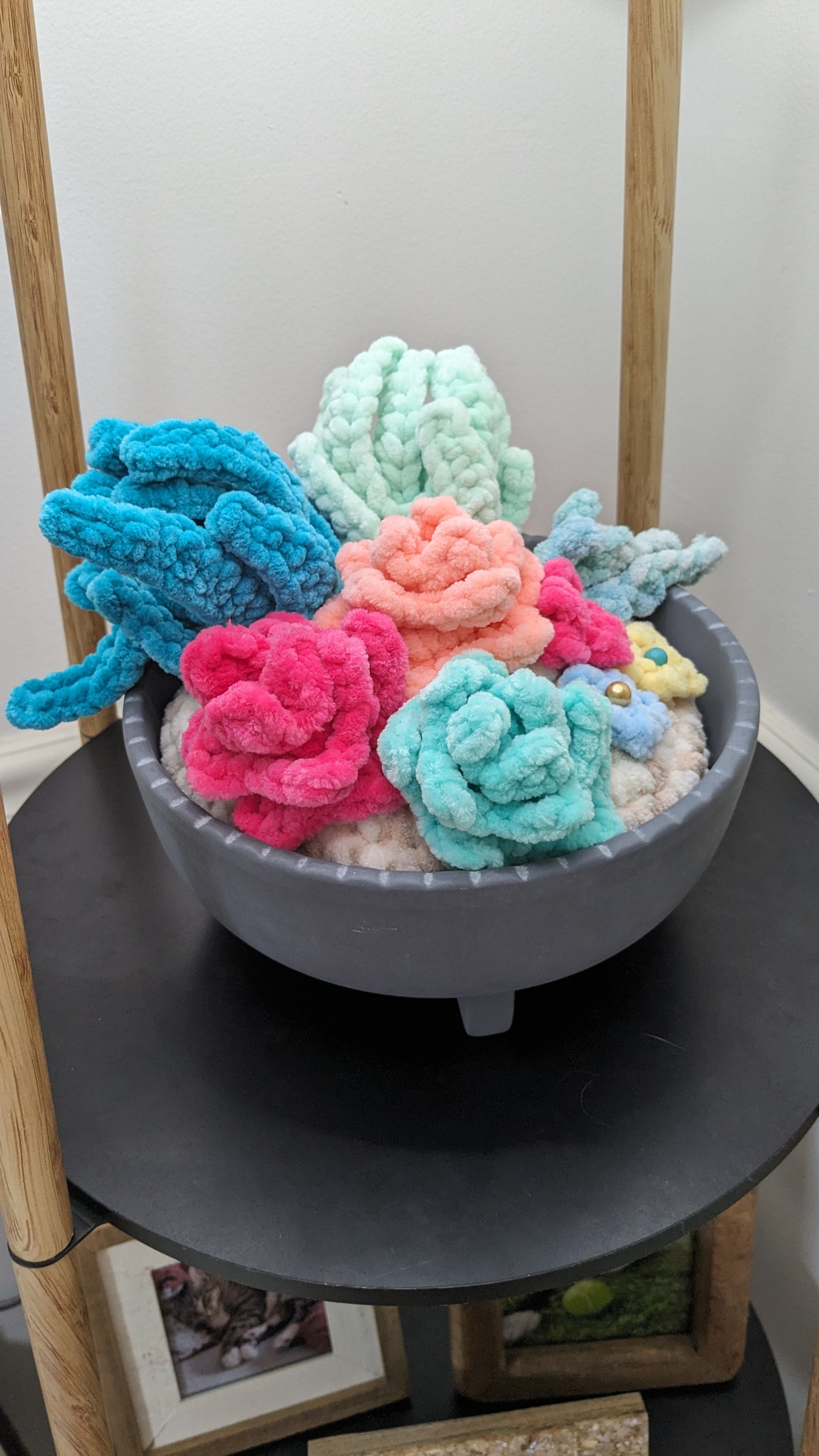 8 in Crochet Succulent Variety Planter | Home Decor | Office Decor