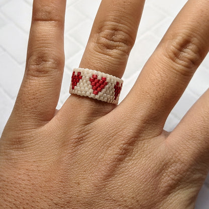 Red and Gold Heart Woven Ring