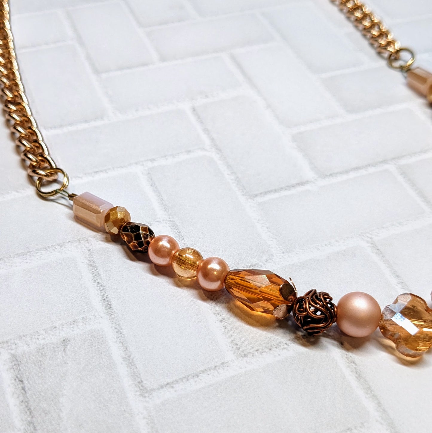 Pink Bronze Statement Necklace
