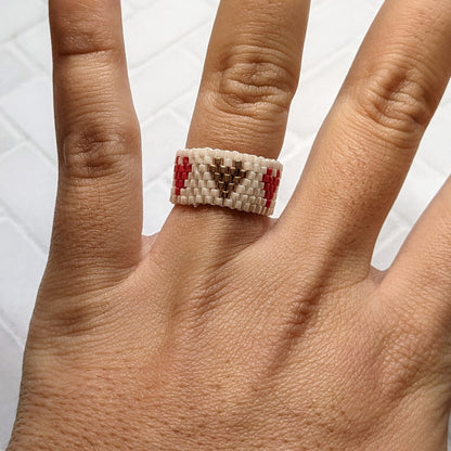 Red and Gold Heart Woven Ring