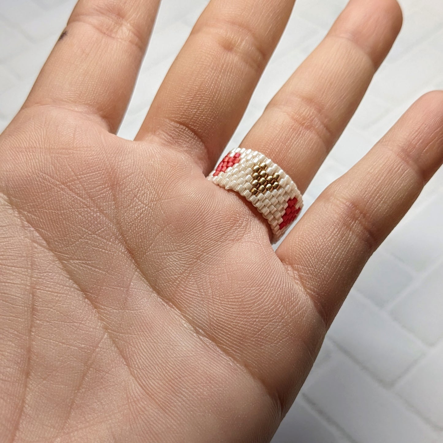Red and Gold Heart Woven Ring