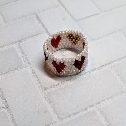 Red and Gold Heart Woven Ring