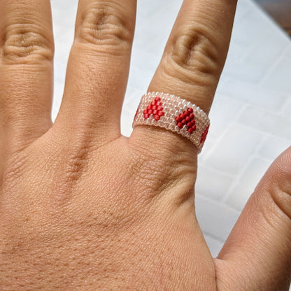 Pink and Red Heart Woven Ring