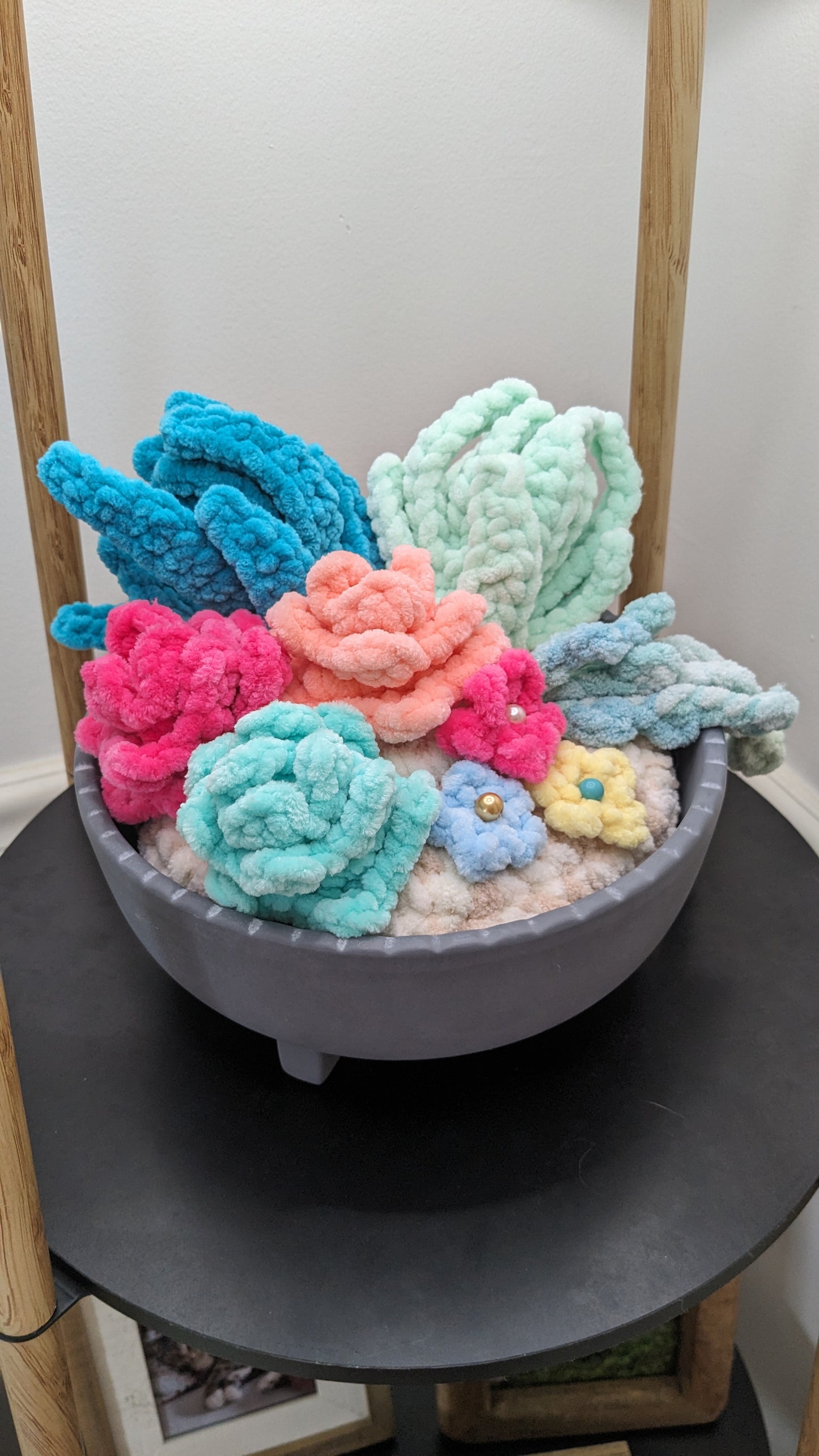 8 in Crochet Succulent Variety Planter | Home Decor | Office Decor