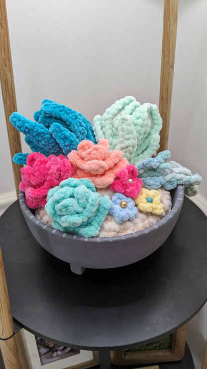 8 in Crochet Succulent Variety Planter | Home Decor | Office Decor
