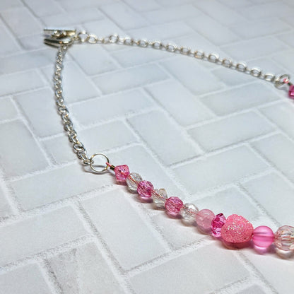 Pink Glitter Heart Beaded Necklace
