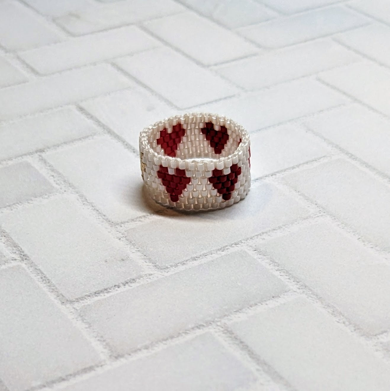 Red and Gold Heart Woven Ring
