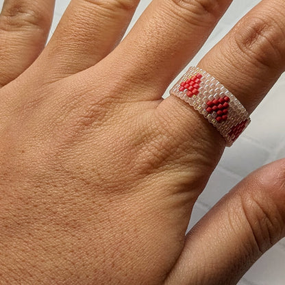 Pink and Red Heart Woven Ring