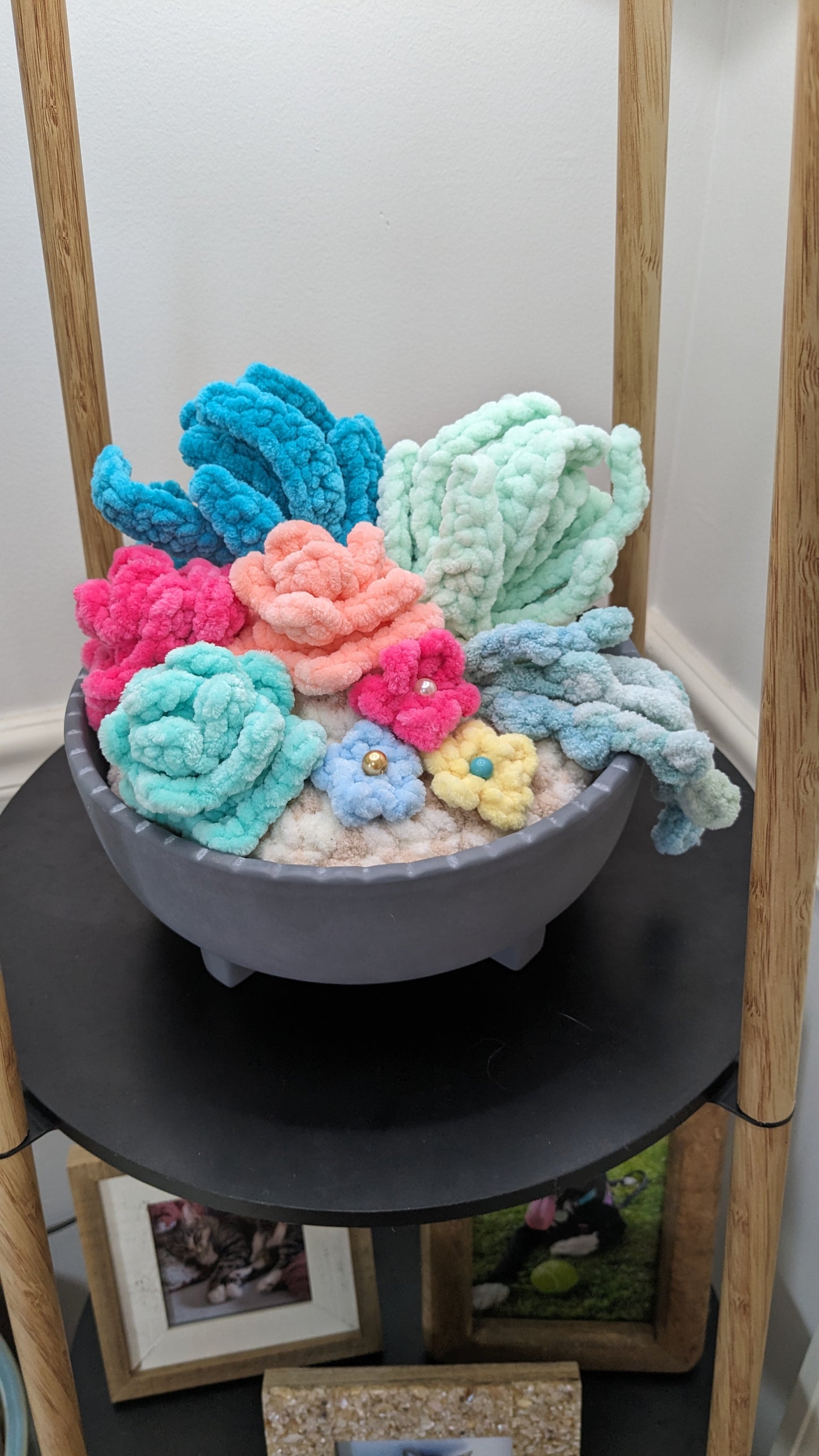 8 in Crochet Succulent Variety Planter | Home Decor | Office Decor