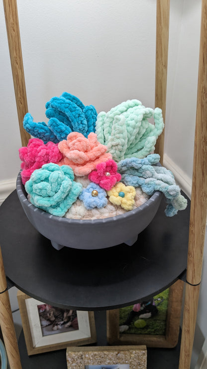 8 in Crochet Succulent Variety Planter | Home Decor | Office Decor