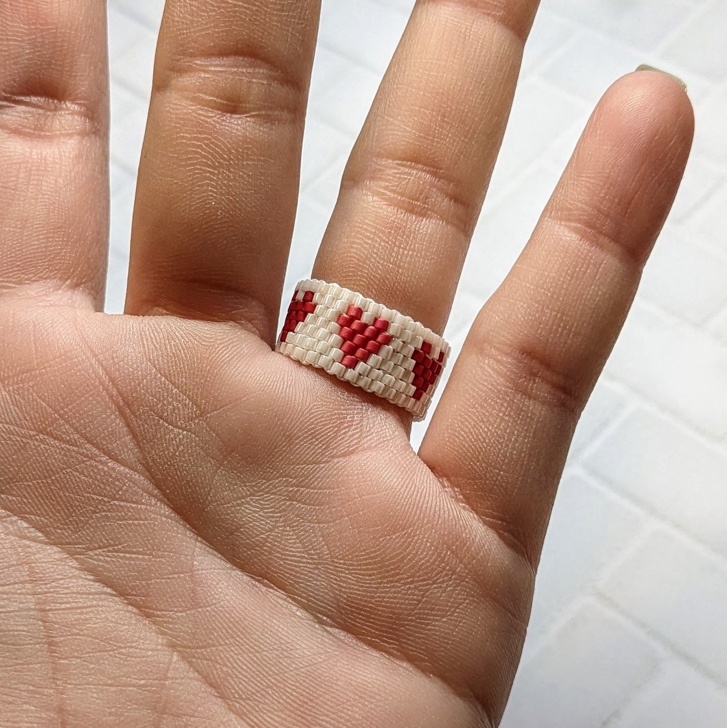 Red and Gold Heart Woven Ring