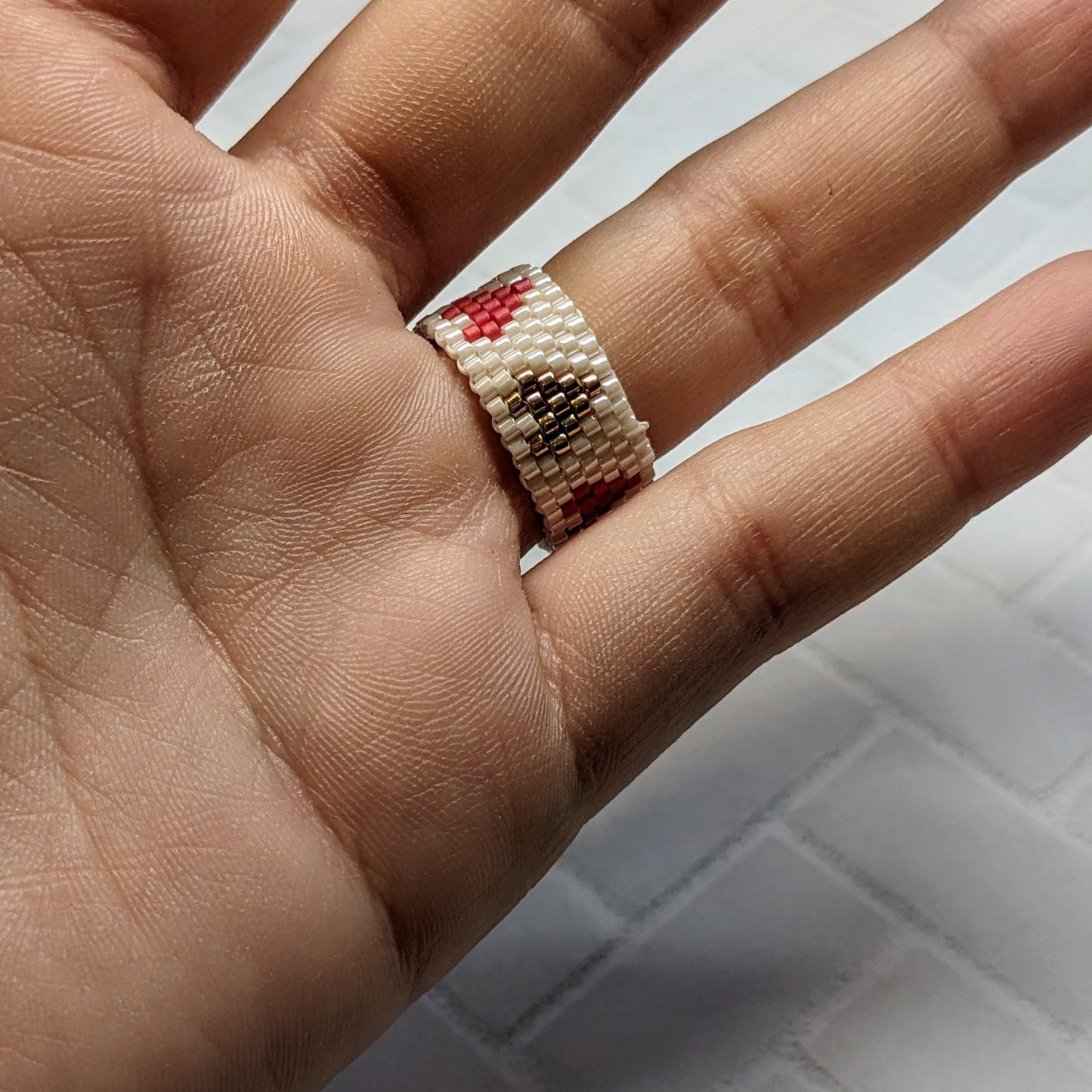 Red and Gold Heart Woven Ring