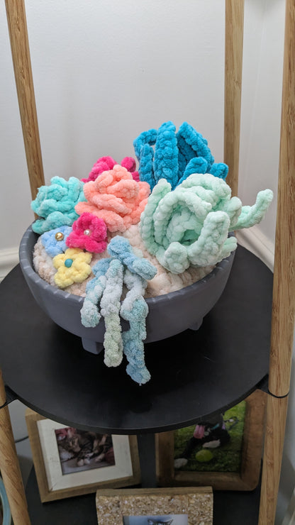 8 in Crochet Succulent Variety Planter | Home Decor | Office Decor