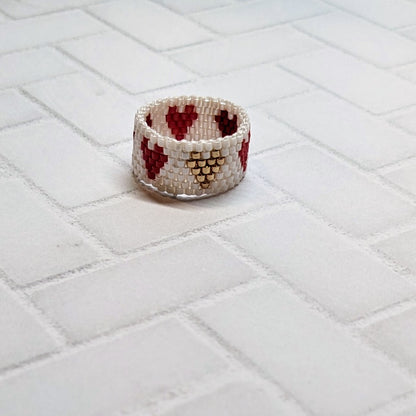 Red and Gold Heart Woven Ring