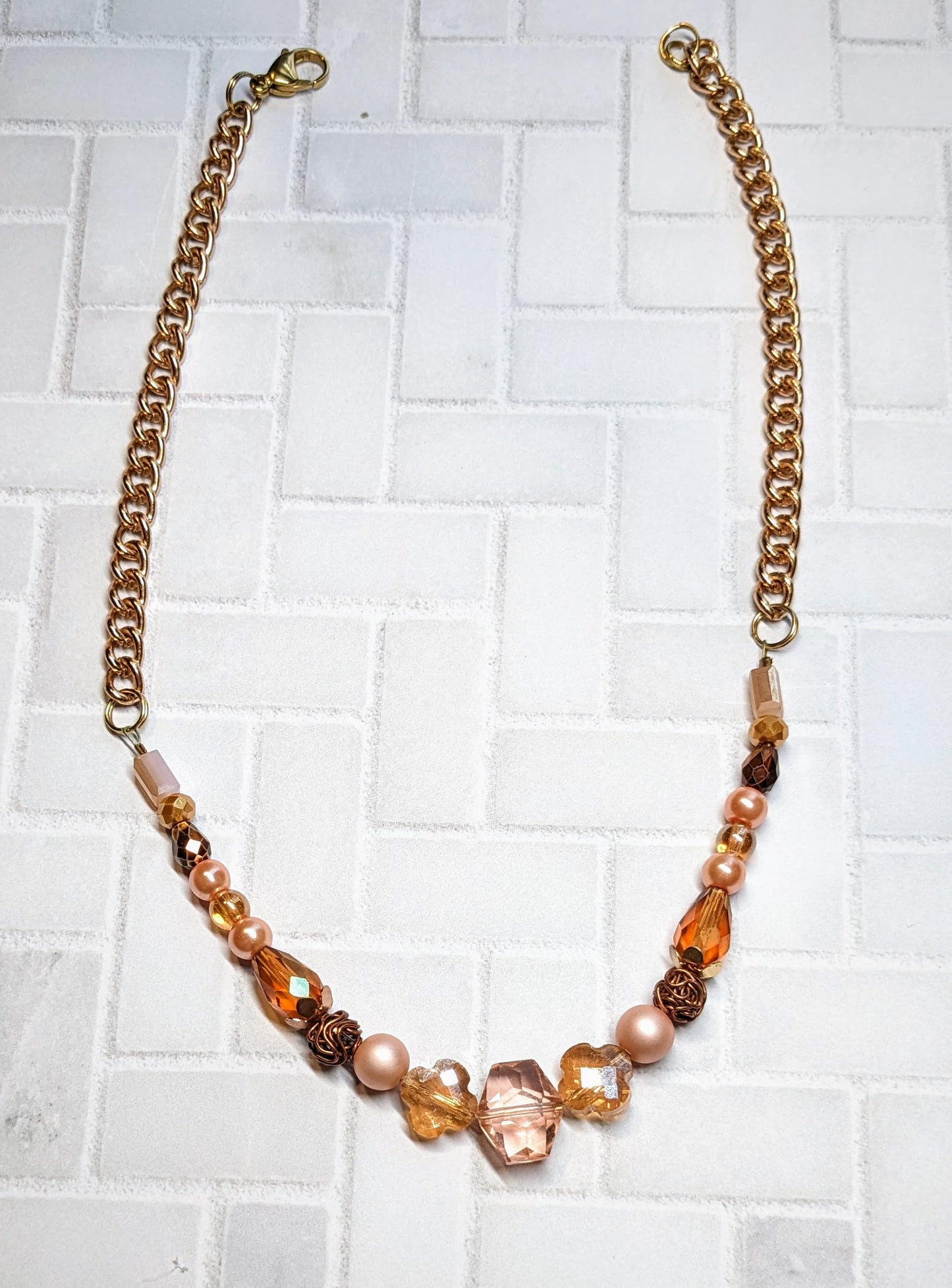 Pink Bronze Statement Necklace