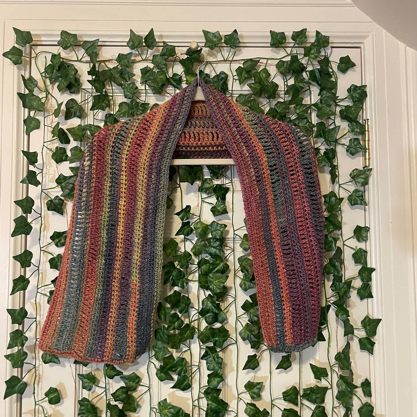 Dark Rainbow Crochet Shawl Wrap Scarf